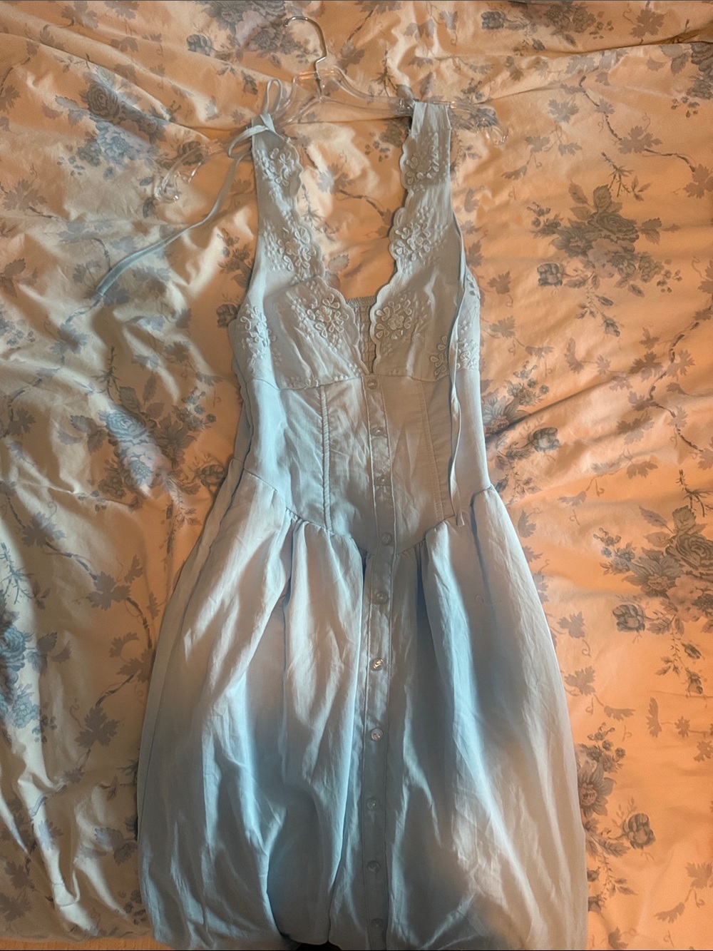 wild fable Light Blue Lace-Trim Midi Dress